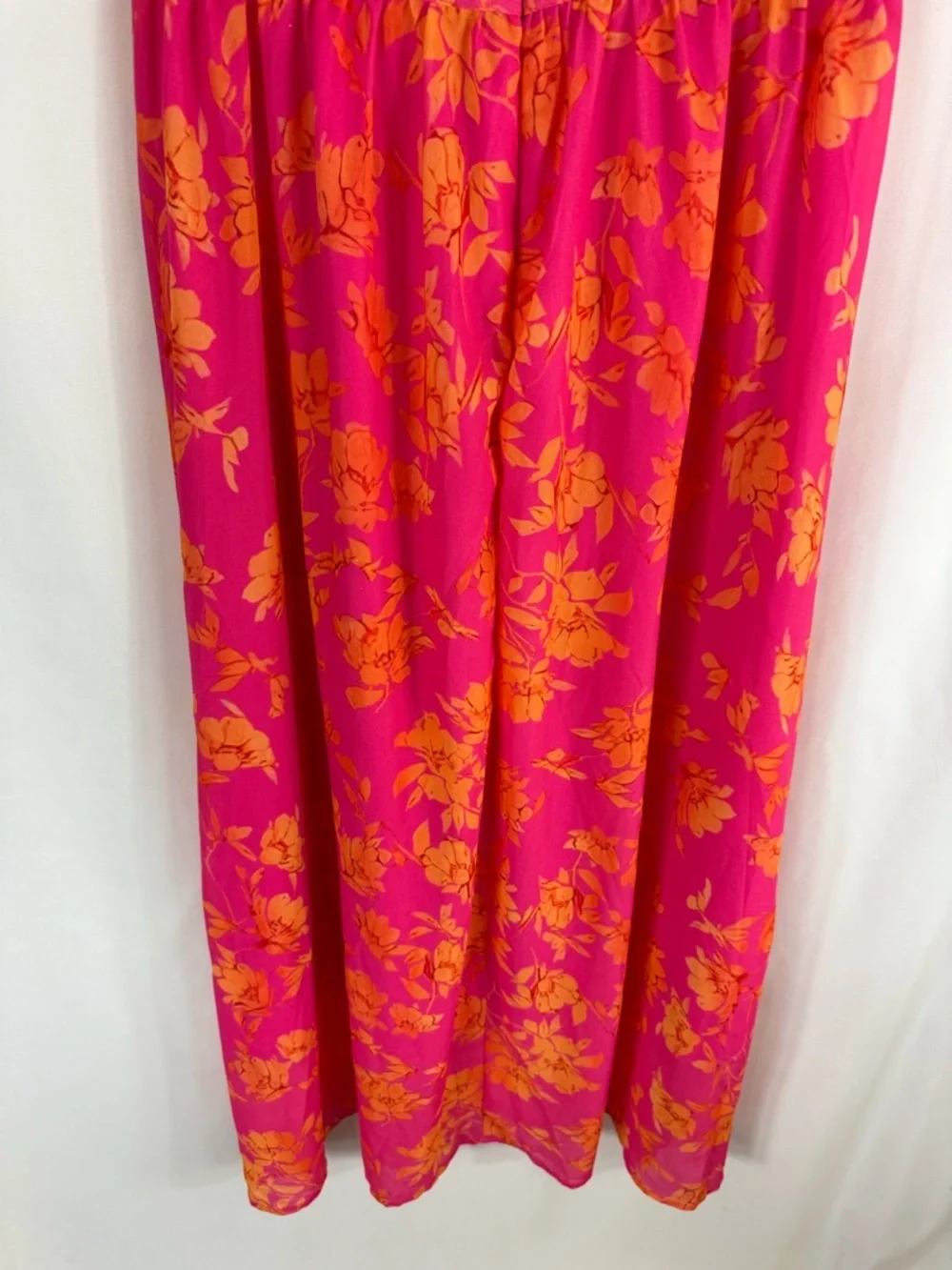 FLORAL MIDI DRESS FOR SUMMER GATHERINGS size: S color: pink-orange floral print - Picture 13 of 17